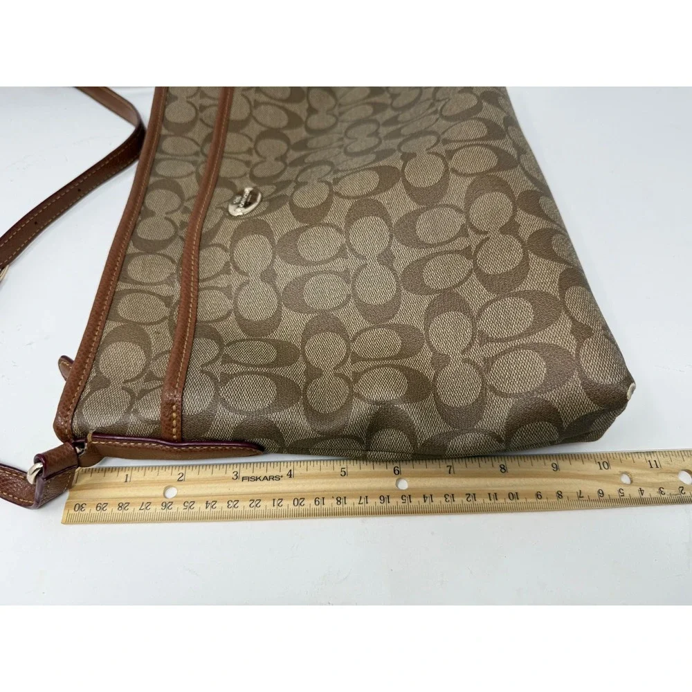 Coach F34938 Khaki Logo Crossbody‎ Bag Leather Strap Designer Classic